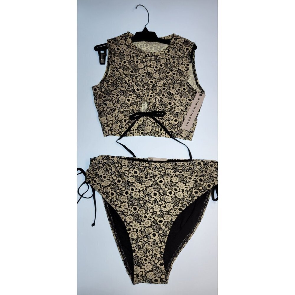 Robin Piccone Bikini Swim Top M Color Black Bottom High Rise Solid  Sz M#20